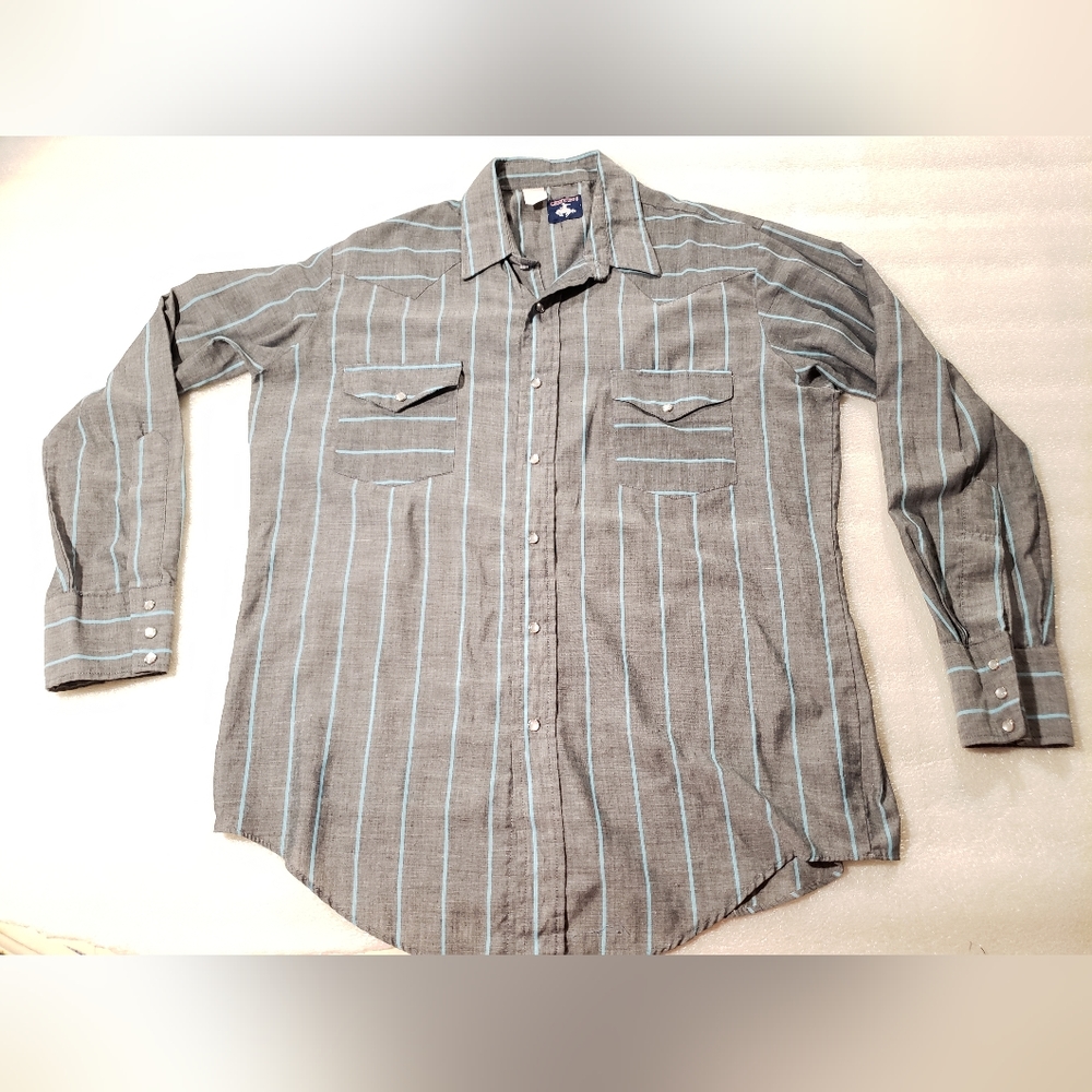 Distressed Vintage Chute #1 Pearl snap Shirt 46in Chest ~ Large  Faided Size Tag